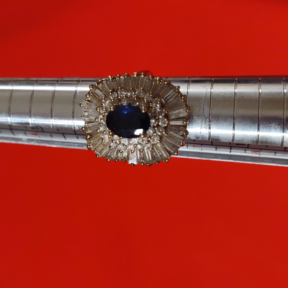 Levian 14kt yellow gold diamond blue sapphire ring - Picture 5 of 13